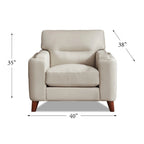 Fauteuil Hydeline Elm en cuir pleine fleur avec plumes, mousse à mémoire de forme et ressorts