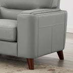 Fauteuil Hydeline Elm en cuir pleine fleur avec plumes, mousse à mémoire de forme et ressorts