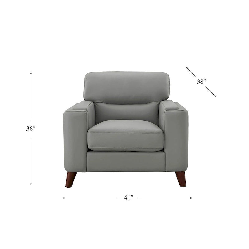 Fauteuil Hydeline Elm en cuir pleine fleur avec plumes, mousse à mémoire de forme et ressorts