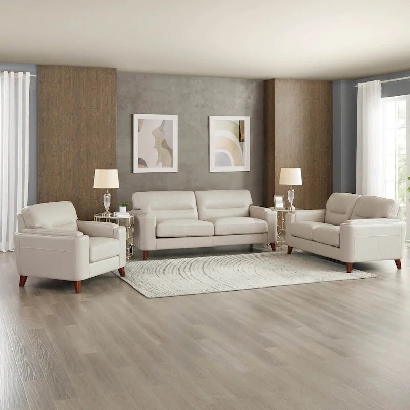 Fauteuil Hydeline Elm en cuir pleine fleur avec plumes, mousse à mémoire de forme et ressorts