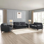 Fauteuil Hydeline Elm en cuir pleine fleur avec plumes, mousse à mémoire de forme et ressorts