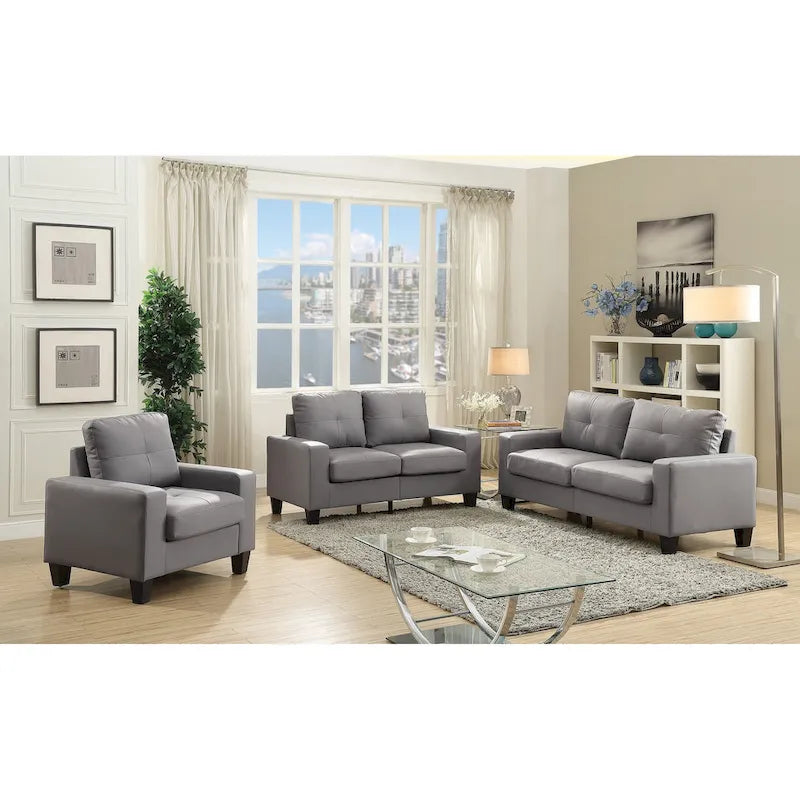 Canapé droit Newbury 58 po (147 cm) de largeur, accoudoirs évasés, revêtement en similicuir - 32 po (81 cm) L x 58 po (147 cm) l x 36 po (91 cm) H