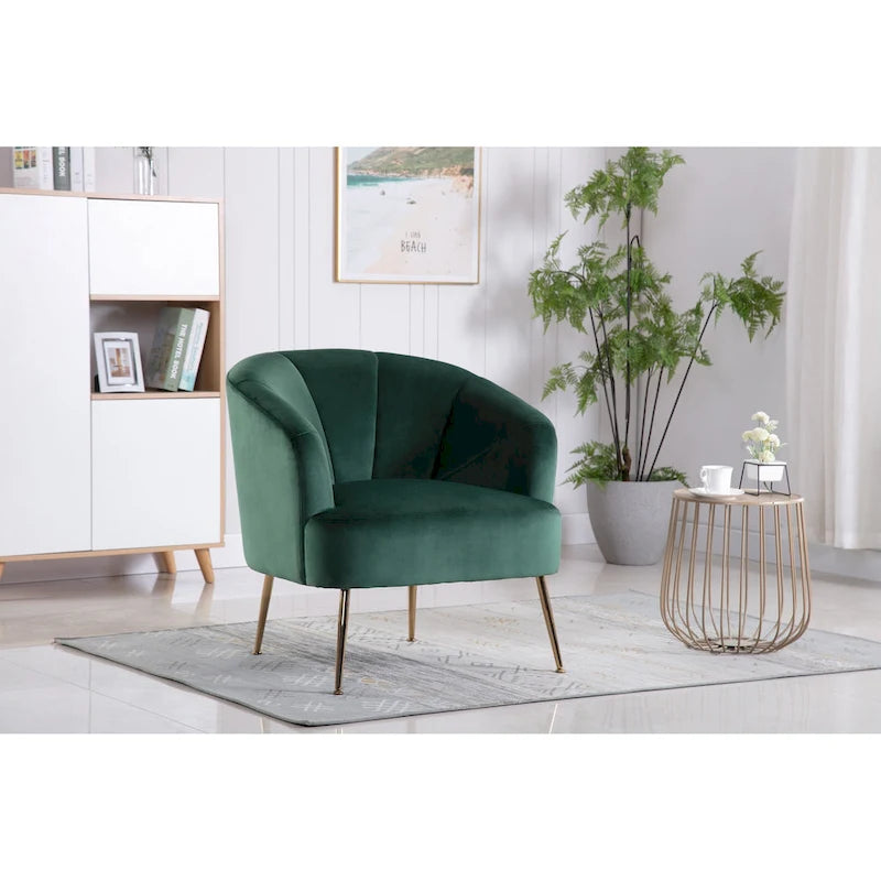 Fauteuil d'appoint Skye en velours capitonné avec pieds chromés de Porthos Home