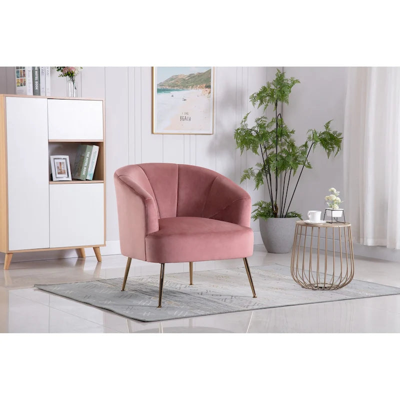 Fauteuil d'appoint Skye en velours capitonné avec pieds chromés de Porthos Home