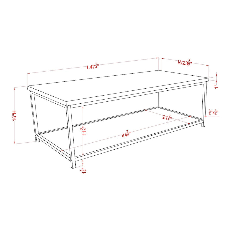 Table basse contemporaine Vandy en bois à une étagère de 47 pouces par Furniture of America
