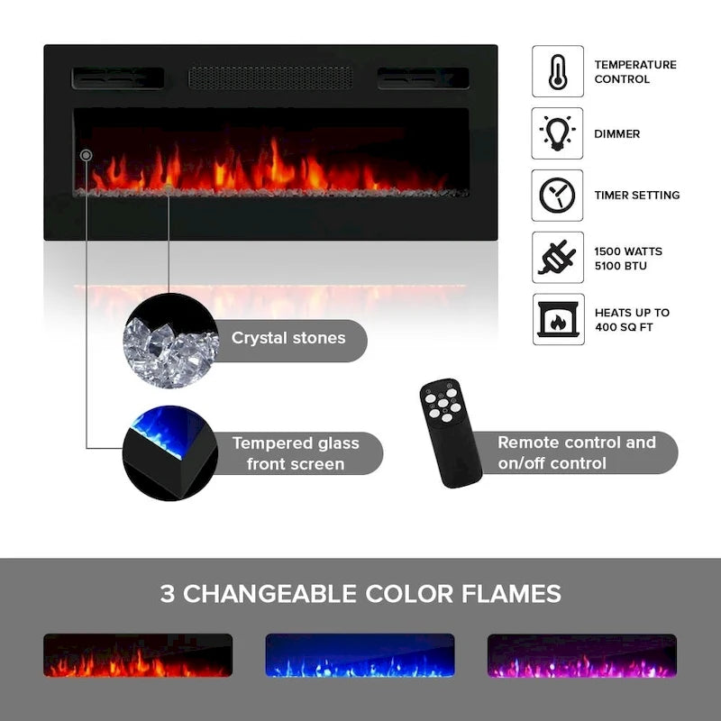 Meuble TV avec cheminée Maze BL-EF