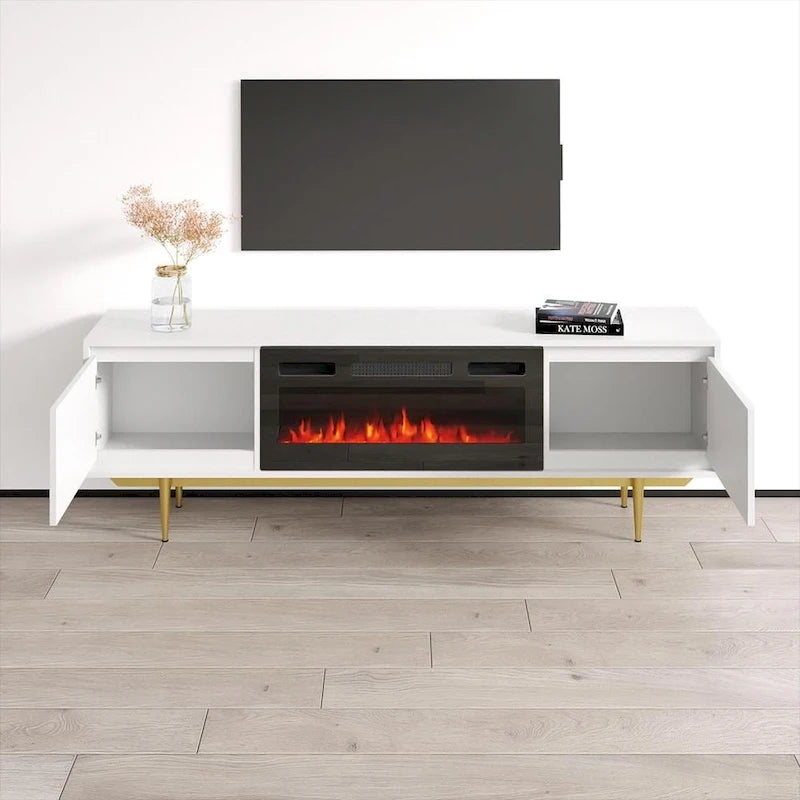 Meuble TV avec cheminée Maze BL-EF