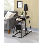 Leestra Modern Matte Black 20-inch Steel 2-Piece Nesting Tables Set by Furniture of America
