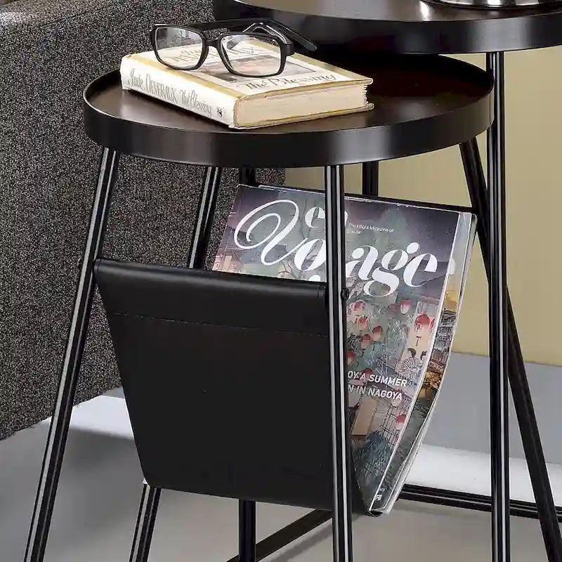 Ensemble de 2 tables gigognes Leestra Modern en acier noir mat de 20 pouces par Furniture of America