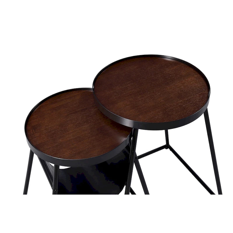 Ensemble de 2 tables gigognes Leestra Modern en acier noir mat de 20 pouces par Furniture of America