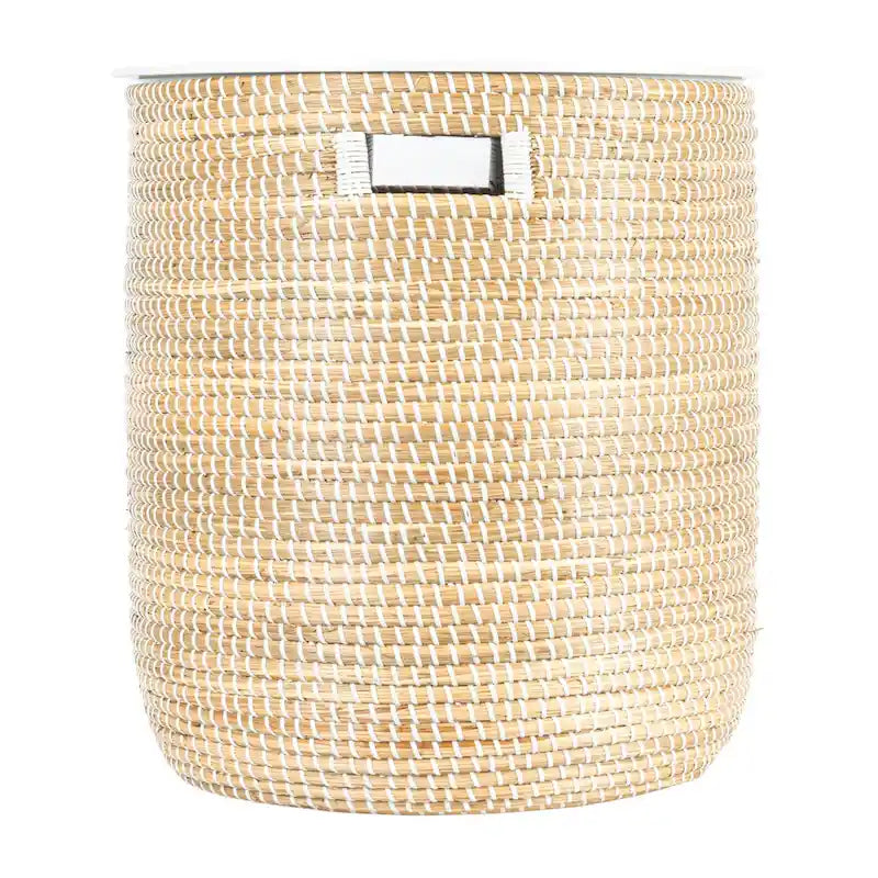 Tables en jonc de mer avec rangement et plateaux en bois