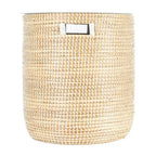 Tables en jonc de mer avec rangement et plateaux en bois