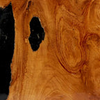 Table d'appoint en bois de teck avec incrustations de résine noire - Brun - Roche River Decor - 28 x 30 x 38 cm