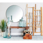 Table d'appoint en bois de teck avec incrustations de résine noire - Brun - Roche River Decor - 28 x 30 x 38 cm