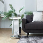 Table d'appoint en verre miroir argenté - Roche River Decor - 30,5 cm x 30,5 cm x 71 cm (L x l x H)