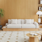 Canapé JASIWAY moderne en bois massif recouvert de coton et de lin