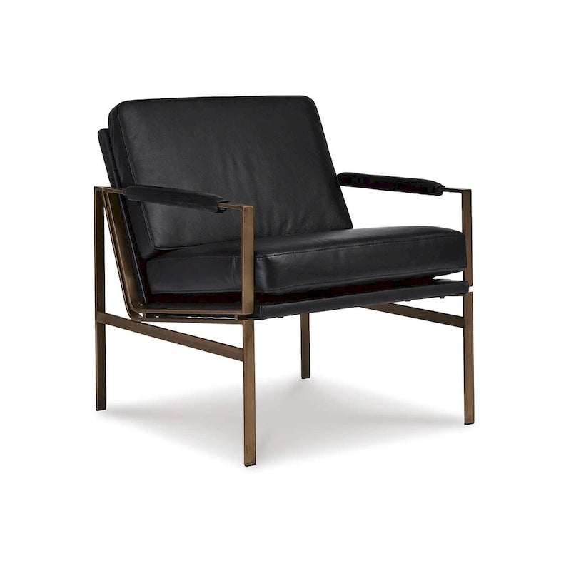 Fauteuil d'appoint en cuir style moderne du milieu du siècle, signé Ashley Puckman - 74 cm (L) x 80 cm (P) x 87 cm (H)