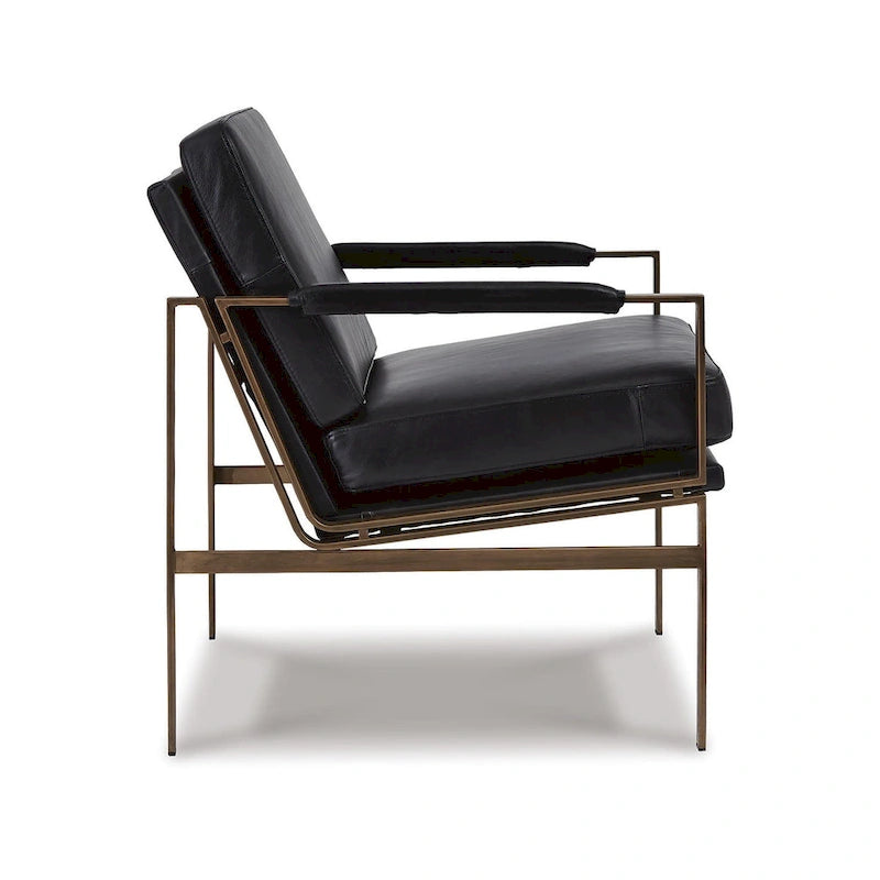 Fauteuil d'appoint en cuir style moderne du milieu du siècle, signé Ashley Puckman - 74 cm (L) x 80 cm (P) x 87 cm (H)