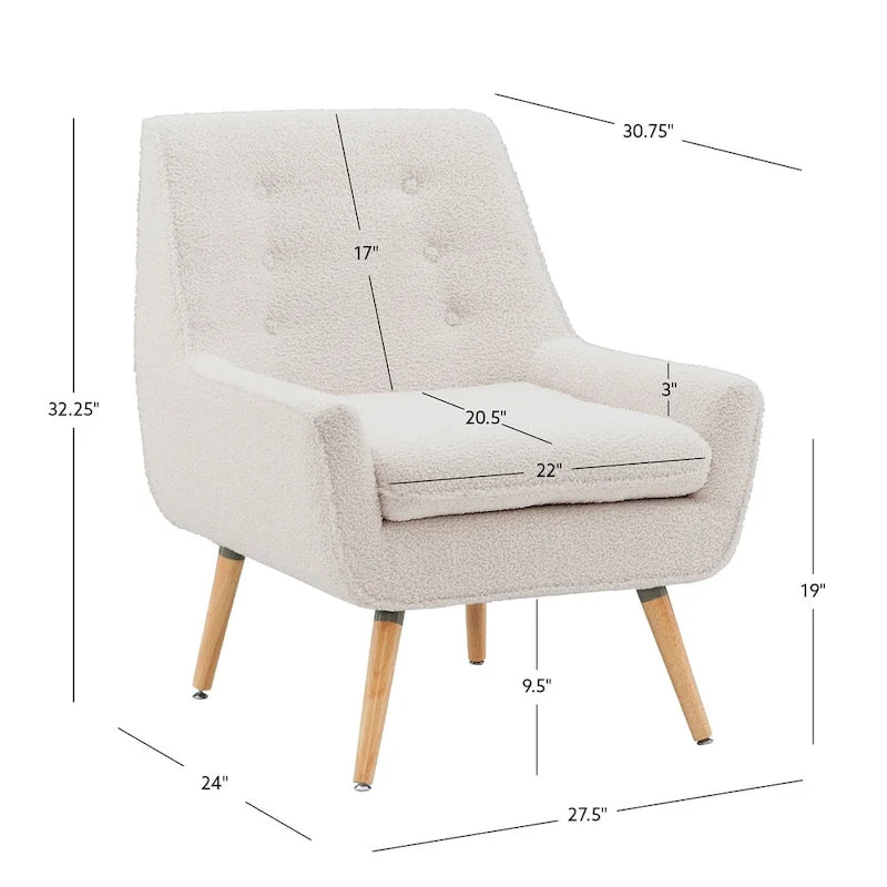 Fauteuil d'appoint Arlo blanc en fausse fourrure sherpa