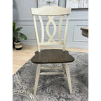 Ensemble de salle à manger extensible 7 pièces en bois massif bicolore marron foncé et blanc