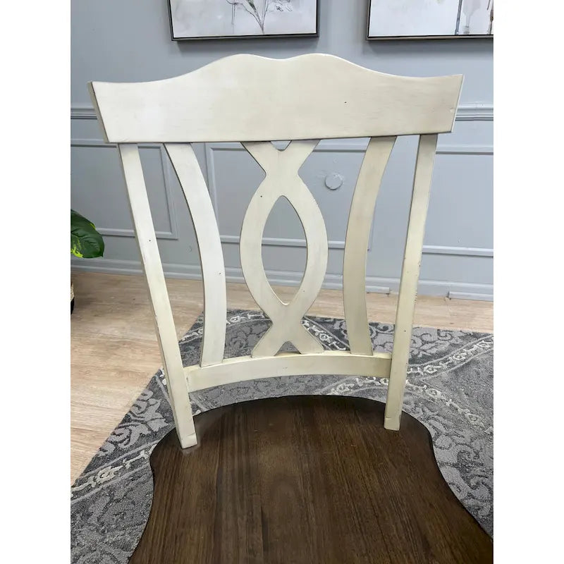 Ensemble de salle à manger extensible 7 pièces en bois massif bicolore marron foncé et blanc