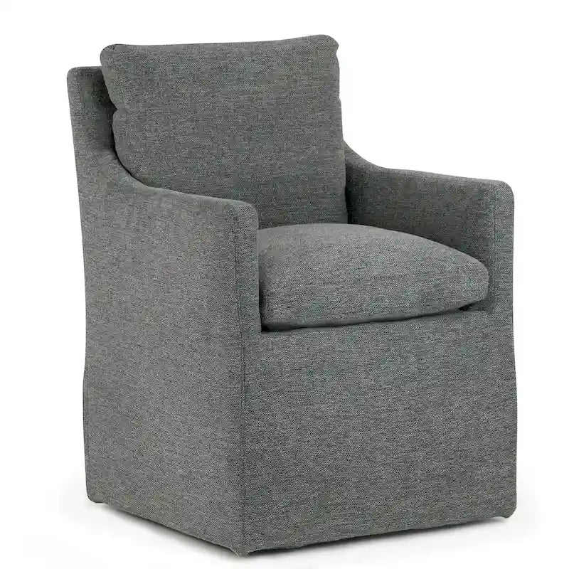 Fauteuil d'appoint Axel en tissu gris avec garniture en duvet