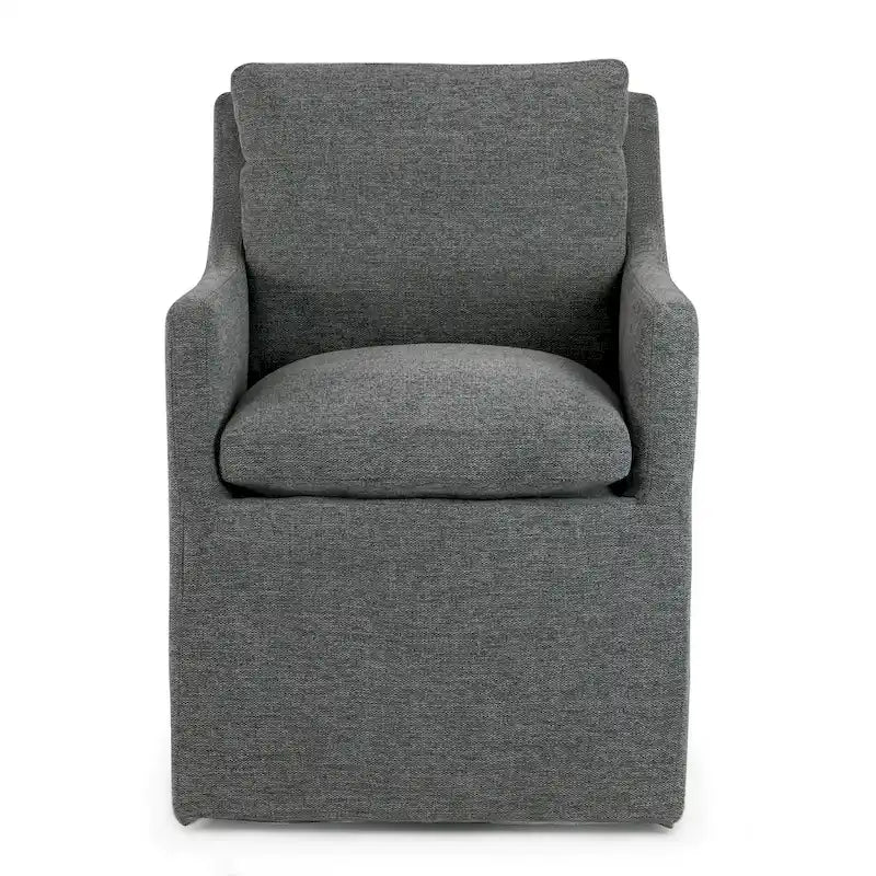 Fauteuil d'appoint Axel en tissu gris avec garniture en duvet