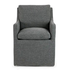 Fauteuil d'appoint Axel en tissu gris avec garniture en duvet
