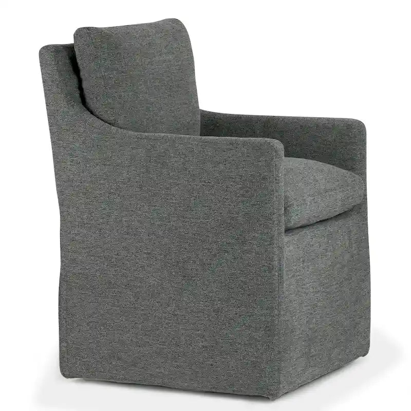 Fauteuil d'appoint Axel en tissu gris avec garniture en duvet