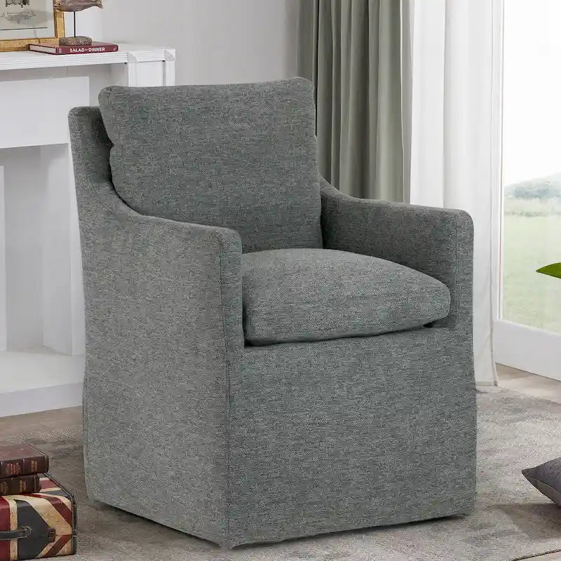 Fauteuil d'appoint Axel en tissu gris avec garniture en duvet