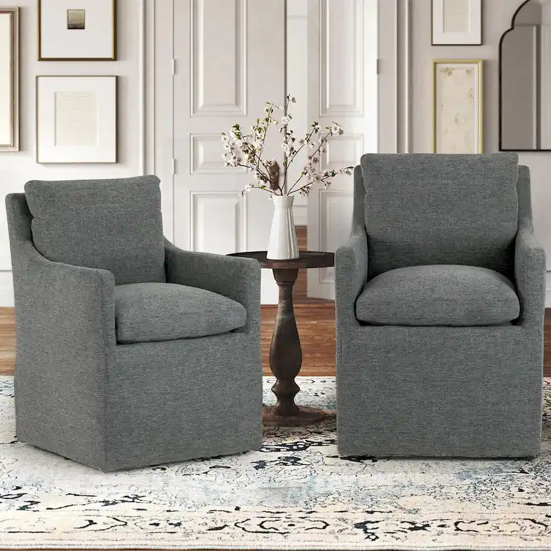 Fauteuil d'appoint Axel en tissu gris avec garniture en duvet
