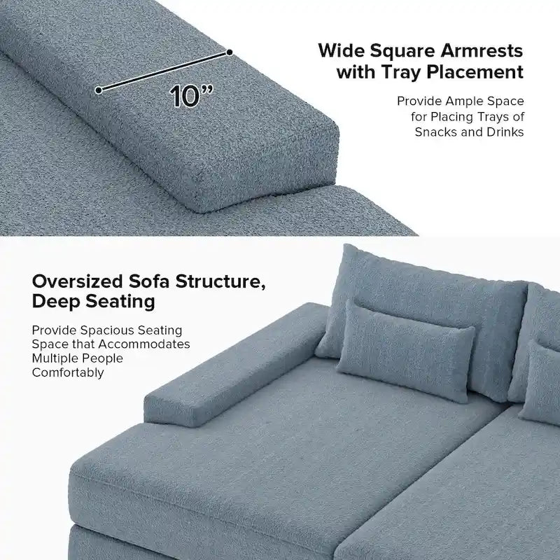 Canapé Conradus Modern surdimensionné 57 pouces à accoudoirs carrés profonds par HULALA HOME