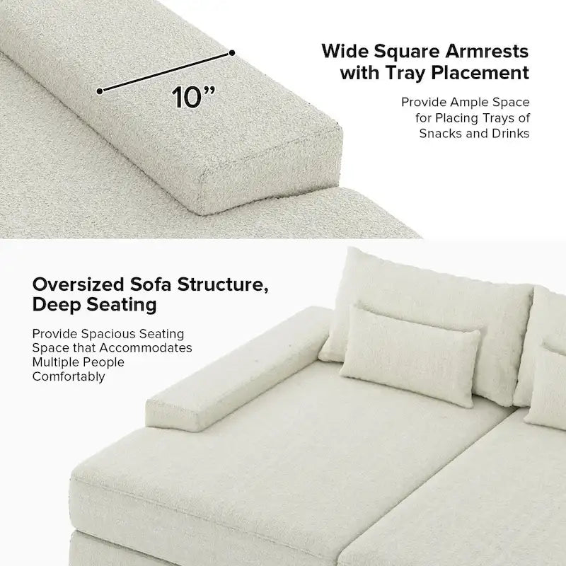 Canapé Conradus Modern surdimensionné 57 pouces à accoudoirs carrés profonds par HULALA HOME