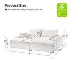 Canapé Conradus Modern surdimensionné 57 pouces à accoudoirs carrés profonds par HULALA HOME