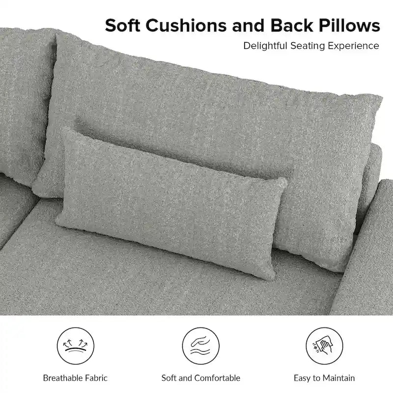 Canapé Conradus Modern surdimensionné 57 pouces à accoudoirs carrés profonds par HULALA HOME