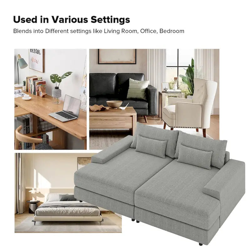 Canapé Conradus Modern surdimensionné 57 pouces à accoudoirs carrés profonds par HULALA HOME