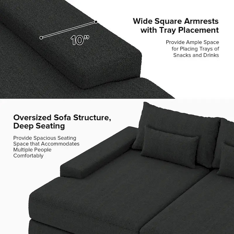 Canapé Conradus Modern surdimensionné 57 pouces à accoudoirs carrés profonds par HULALA HOME