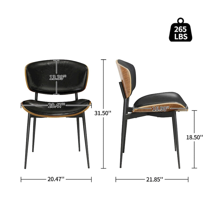 Chaises de salle à manger modernes en bois courbé Art Leon (lot de 2)