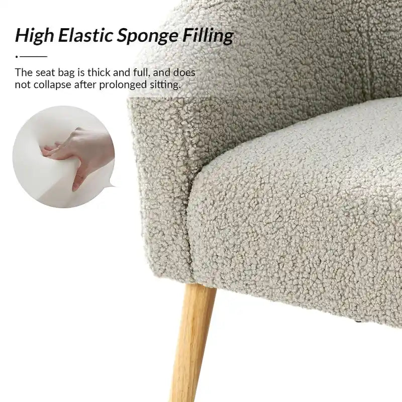 Fauteuil Sheila moderne 30W en boucle avec pieds en bois massif, lot de 2, par HULALA HOME