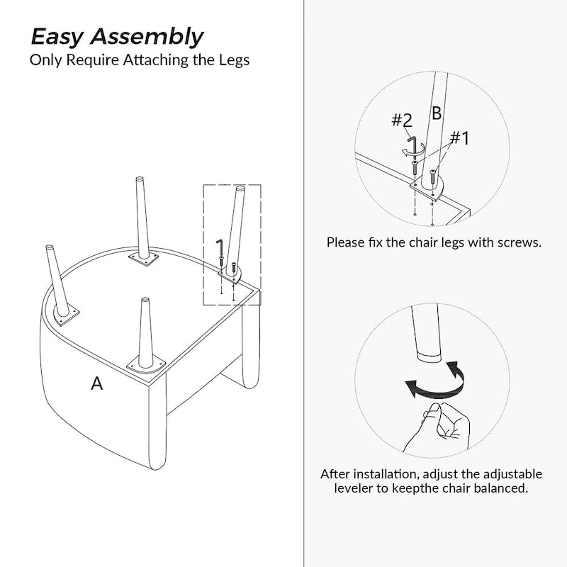 Fauteuil Sheila moderne 30W en boucle avec pieds en bois massif, lot de 2, par HULALA HOME