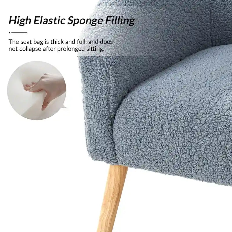 Fauteuil Sheila moderne 30W en boucle avec pieds en bois massif, lot de 2, par HULALA HOME