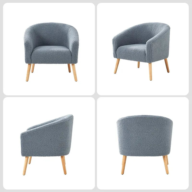 Fauteuil Sheila moderne 30W en boucle avec pieds en bois massif, lot de 2, par HULALA HOME