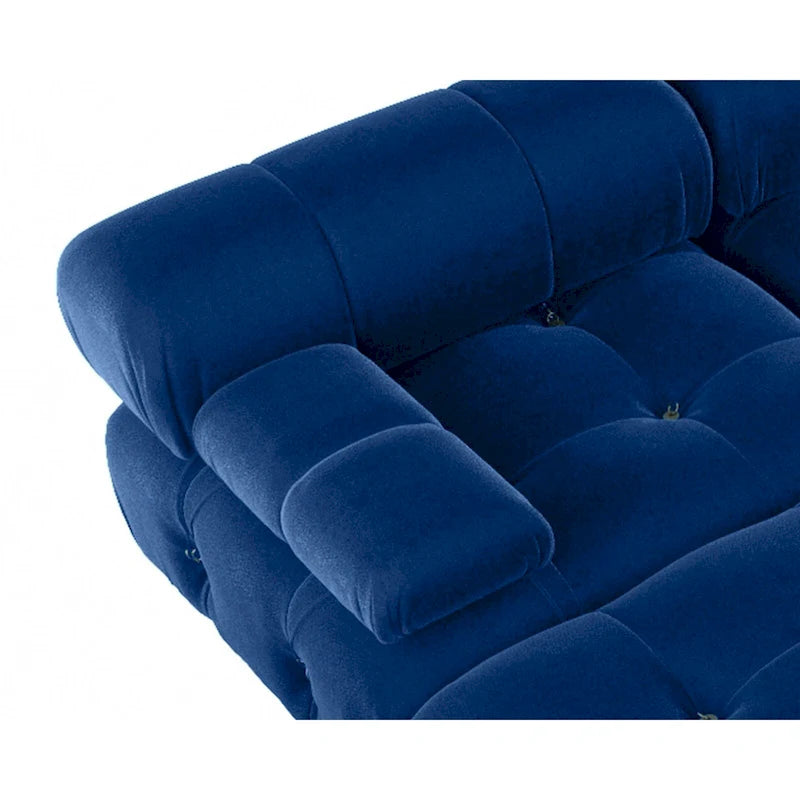 Canapé d'angle 6 pièces en velours, en forme de U, 4 places avec 2 poufs