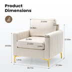 Fauteuil club avec fauteuil d'appoint rembourré moderne Pellebant