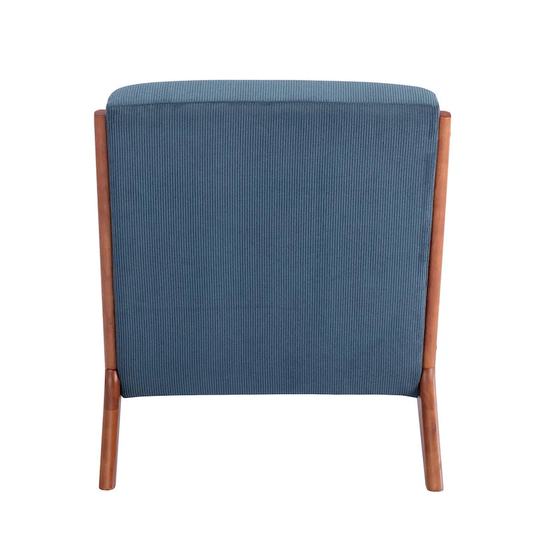 Fauteuil d'appoint Biana en velours côtelé avec coussin et structure en bois d'hévéa de Porthos Home