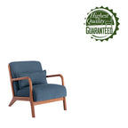 Fauteuil d'appoint Biana en velours côtelé avec coussin et structure en bois d'hévéa de Porthos Home