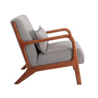 Fauteuil d'appoint Biana en velours côtelé avec coussin et structure en bois d'hévéa de Porthos Home