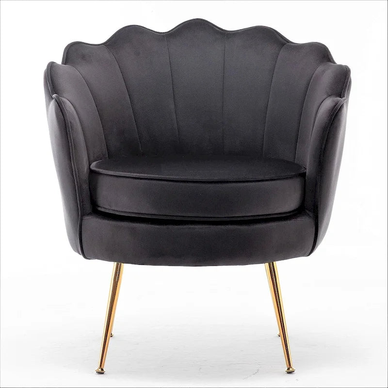 Cavett 28.3 Wide Velvet Barrel Chair with Gold Metal Legs