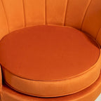 Fauteuil Cavett 28.3 en velours large, style tonneau, avec pieds en métal doré