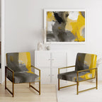 Fauteuil d'appoint capitonné Designart jaune moutarde et gris vif II et fauteuil moderne et contemporain